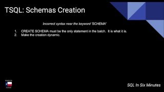 Error: Incorrect syntax near the keyword 'SCHEMA'.