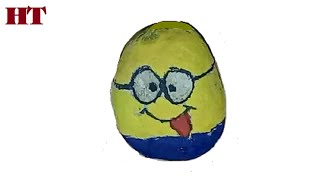How to make a minion by rock | Stone Painting easy