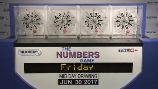 Midday Numbers Game Drawing: Friday, June 30, 2017