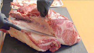 -ASMR- Cut wagyu shoulder loin with a sharp Japanese knife