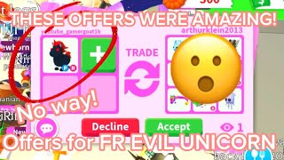 😮OMG THESE OFFERS WERE SO GOOD!😮What People Offer for EVIL UNICORN in Adopt me! 2024!😮