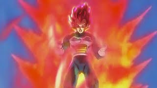 Vegeta goes super saiyan god (RED) for the first time in slowmo
