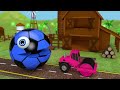 learn colors with pacman hulk schoolbus vs excavator street vehicle for kid children