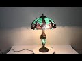 stained glass lamp 3 light w16 h24 inch tiffany style green liaison table night light for li reviews