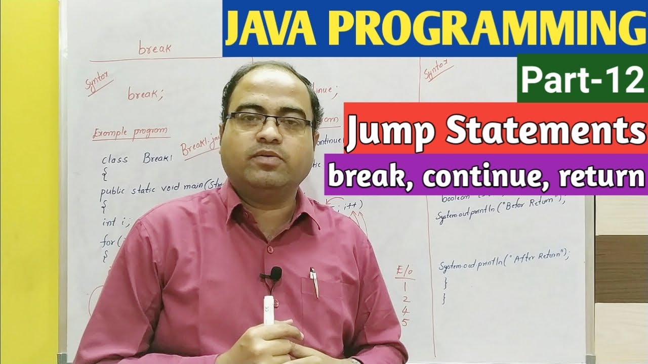 JAVA PROGRAMMING | Part-12 | Jump Statements | Break, Continue & Return ...