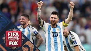 Lionel Messi and Argentina celebrate after advancing to 2022 World Cup Final