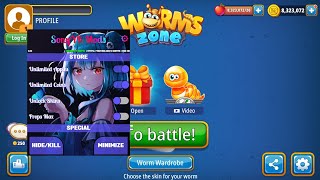 WormsZone.io - Hungry Snake V3.5.0c - Mod Menu | God Mode, Props Max, Unlock Skins, Zoom, No Ads