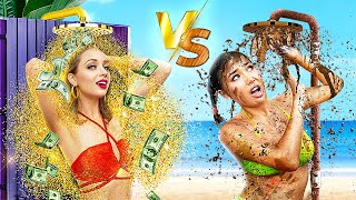 Rich vs Broke Beach Queen! Broke Girl on Fancy Island