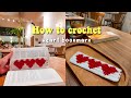 ⊹˚ 🍒 crochet bookmark for beginners | heart square 💓 ◡̈