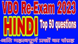 VDO ग्राम विकास अधिकारी । हिन्दी से महत्वपूर्ण प्रश्न । most important question Hindi । Top 50 ।2023