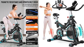 pooboo Magnetic Resistance Indoor Cycling Bike, Belt Drive Indoor Exercise Bike wirh LCD Monitor