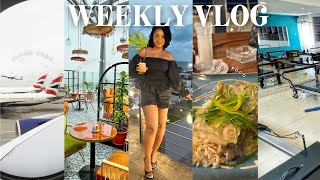 WEEKLY VLOG | FLYING TO NIGERIA, TRAVEL TIPS, BEST LAGOS RESTAURANTS, GROCERY SHOP, PILATES & MORE