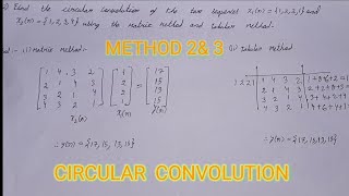 Problem on circular convolution using Matrix and Tabular method.