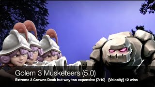 Golem 3 Musketeers Ram 5.0 Deck - 7/10 + 12 Wins [Velocity]