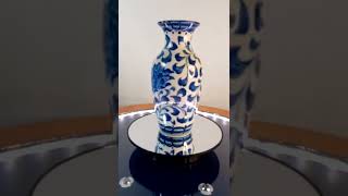 #S22 Chinese Porcelain Vase Blue And White Floral Vase Hand Painted 8\