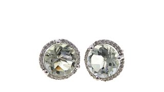 Rarities Gemstone and Diamond Round Stud Earrings