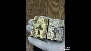 Zippo Lighter Pure Bronze Jesus Prayer Cross Bible Armor Machine