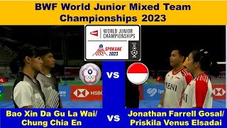 Gosal/Elsadai (INA) vs Bao Xin/Chung (TPE) | BWF World Junior Mixed Team Championships 2023