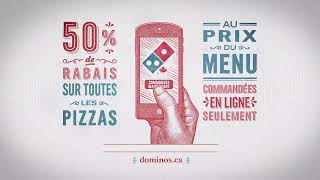 50% de rabais sur toutes les pizzas