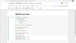 Bubble Sort in Python using Jupyter Notebook