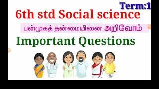 பன்முக தன்மையினை அறிவோம் /6th social science /Important 30 Q/