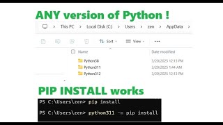 Easy MULTIPLE Python versions with Working PIP INSTALL on Windows
