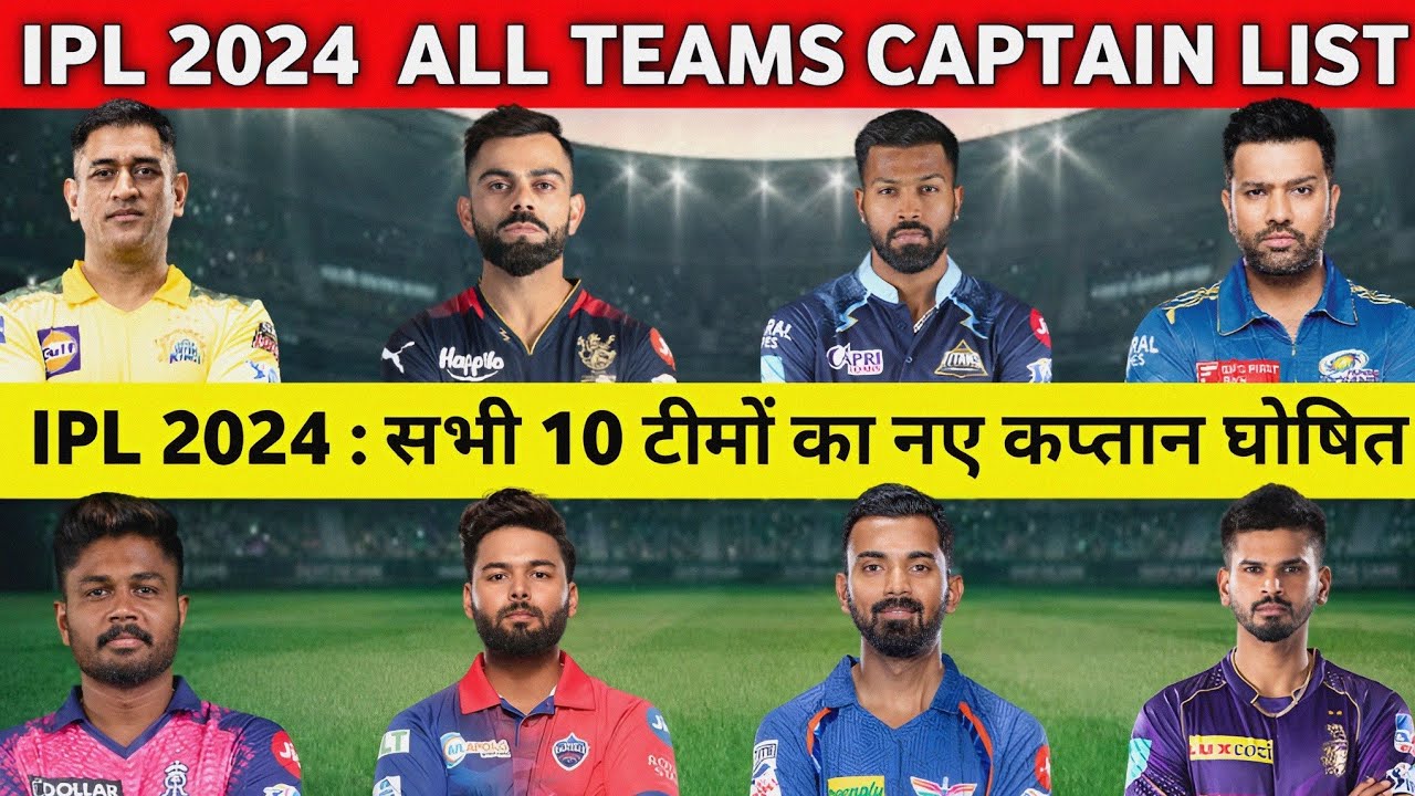 IPL 2024 All 10 Teams Confirmed Captain List | IPL 2024 New Captain ...