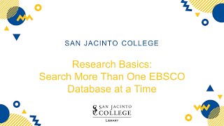 Research Basics: Search More Than One EBSCO Database At A Time
