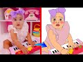 Nastya and Dad - The Floor is Lava - funny cartoon drawing meme | G Drawing Dunny