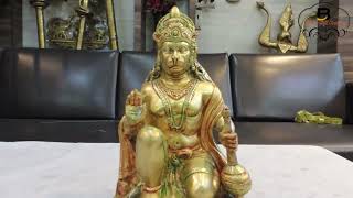 Brass Showpiece Hanuman Ji Statue - 6.3*5.6*9.5 Inch (BS737 A) //हनुमान जी की पीतल की मूर्ति |