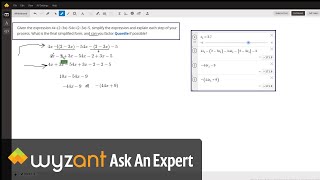 Simplify and algebraic expression by removing parentheses and combining similar terms.