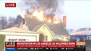 Home goes up in flames in Altadena neighborhood in California