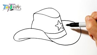 How to Draw a Cowboy Hat | Easy Step by Step Drawing Guide Tutorial