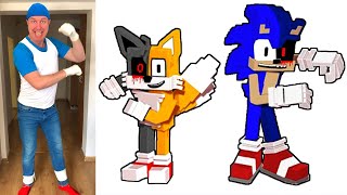 FNF Minecraft Animation VS Real Life | Classic Sonic And Tails Dancing Meme