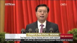 China's Top legislator Zhang Dejiang delivers work report