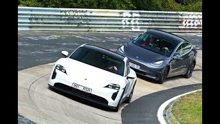 NURBURGRING TESLA MODEL 3  VS PORSCHE TAYCAN!!!!