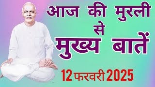 आज की मुरली से मुख्य बातें : 12 फरवरी 2025 Aaj ki  Murli se Mainpoints: 12 FEBRUARY 2025