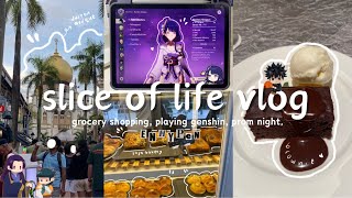 Slice of life vlog 🍰| grocery shopping, playing genshin, prom night, unboxing Enhypen album