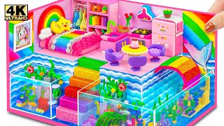 I Build LEGO Aquarium around Rainbow Miniature House from Clay, Cardboard - DIY Miniature House
