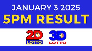 5pm Lotto Result Today January 3 2025 | PCSO 2D 3D Lotto