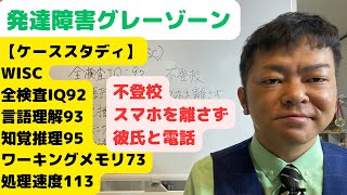 【ケーススタディ】WISC全検査IQ92言語理解93知覚推理95ワーキングメモリ73処理速度113。不登校、スマホを離さず彼氏と電話。発達障害グレーゾーン