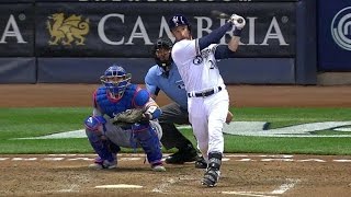 LAD@MIL: Lucroy doubles to the gap in left-center