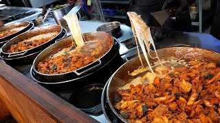 파주에서 유명한 직접 볶아주는 치즈 닭갈비 / cheese spicy stir fried chicken / korean street food