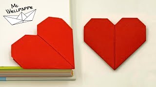 Origami Herz falten als Lesezeichen - Muttertagsgeschenke basteln