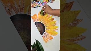 Easy painting with leaf 🌻🍃 #shorts #art