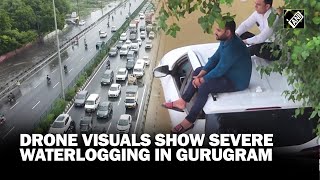 Drone visuals show severe waterlogging in Gurugram, throwing life out of gear