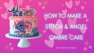 How to Make a Stitch & Angel Cake | Easy Buttercream Birthday Cake