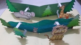 3D Pop up book or card tutorial -  Animals in the Jungle - Kids Art and craft