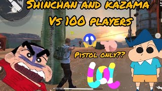 Shinchan And Kazama Vs 100 players || Garena Free Fire || - GREEN GAMING