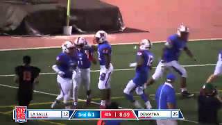 DeMatha #11 Drew Robertson takes the bubble screen 40 yards and jukes the safety going into the endz